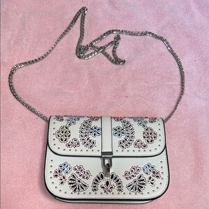 Topshop White and Silver Crossbody Bag